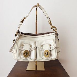 Coach Ivory Shoulder Bag with Brass Hardware